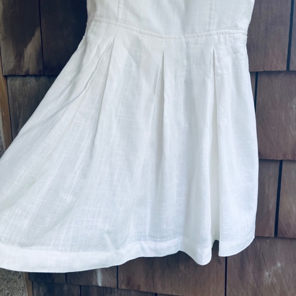 Aqua Corset  Lace Up Stitched Straps Linen White Mini Dress - 100% Exclusive S - Picture 10 of 13